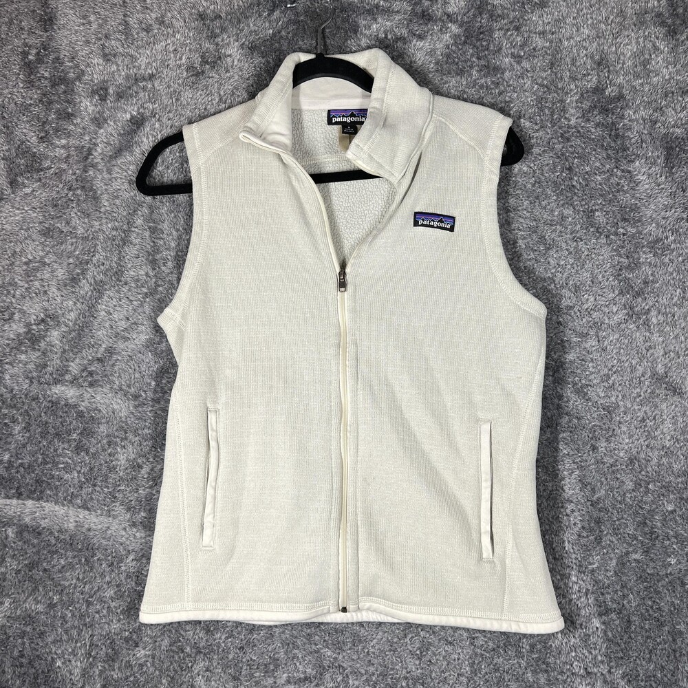 Patagonia Vest Womens Small White Better Sweater Full Zip Lined Collared